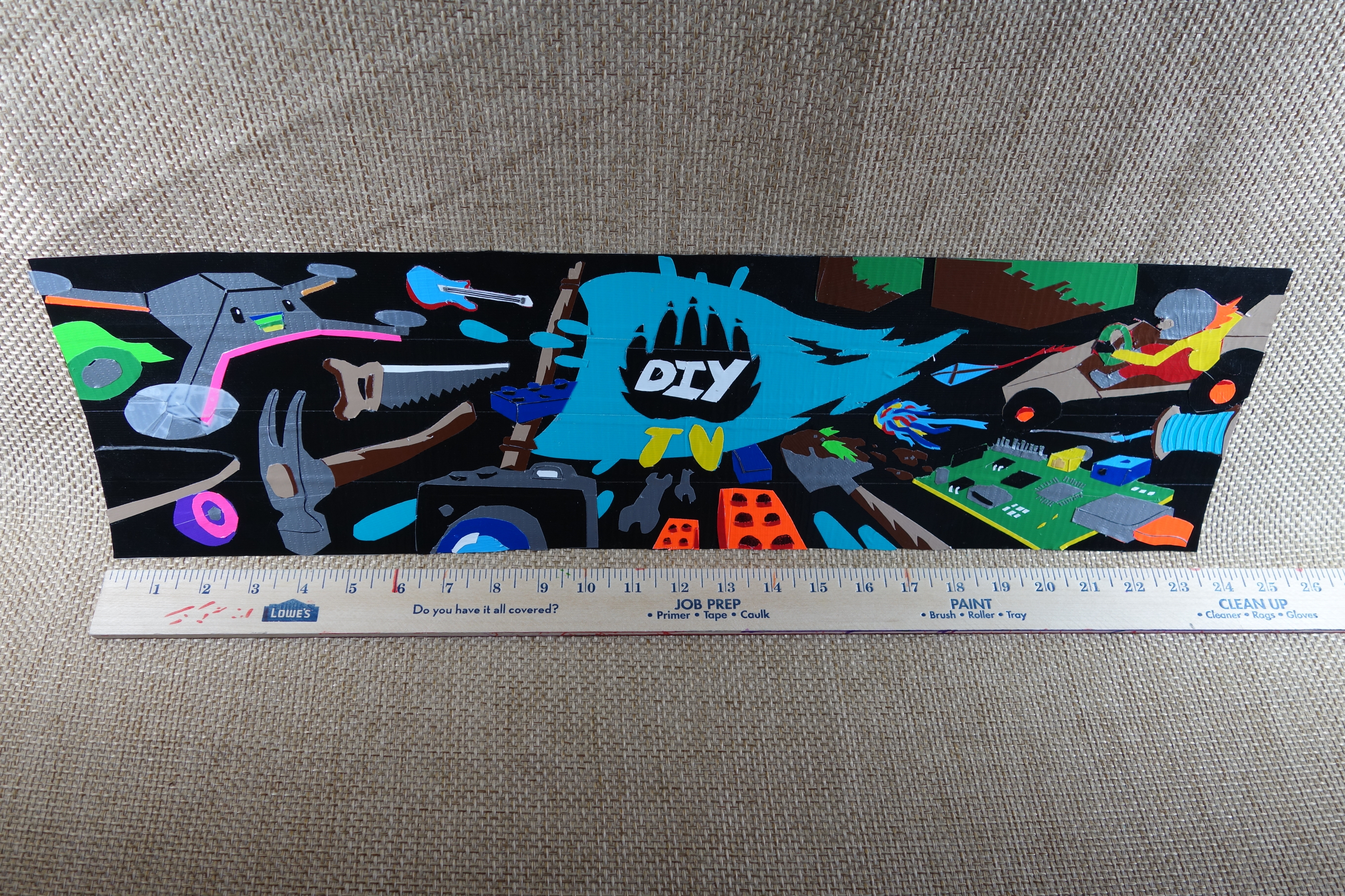 duct tape DIY TV banner DIY